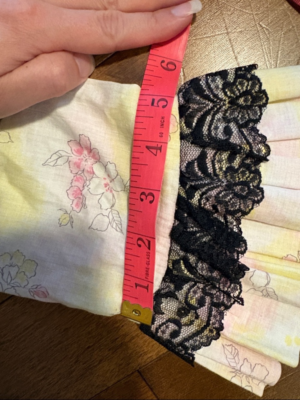 Floral Lace-Trim Cotton Dress with Matching Bonnet - White, Pink & Yellow - Picture 9 of 10